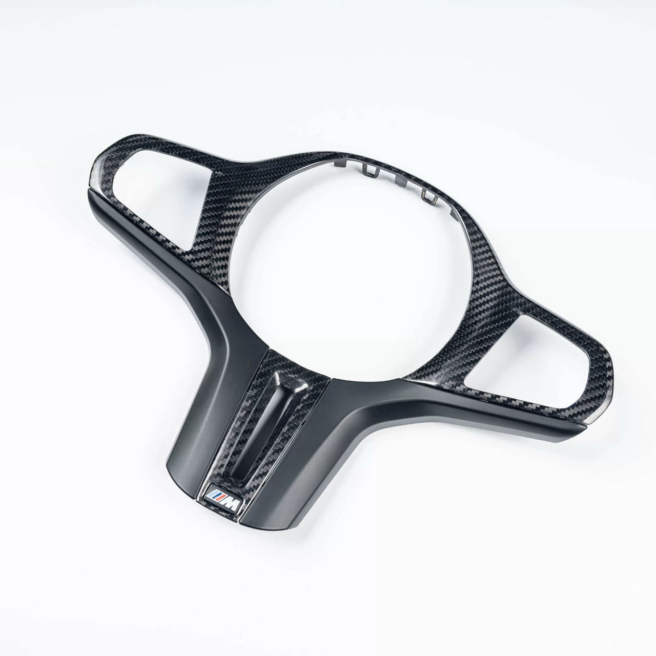 BMW Steering Wheel Replacement Trim with Paddle Shifters and M1/M2 Buttons - (Dry Carbon Fiber with Nappa Leather Finish)