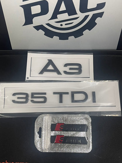 Audi A3 S3 RS3 Black Emblem Badge