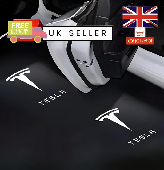 2Pcs Tesla Car Door Projector Light LED Logo Projector - Tesla Puddle Shadow Lamp